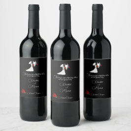 Etiqueta Para Botella De Vino Boda de Tuxedo Suit & Bride Silhouette