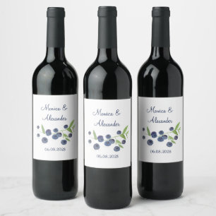 Etiqueta Para Botella De Vino Boda de verano de Blueberries Fruits