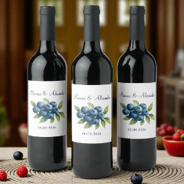Etiqueta Para Botella De Vino Boda de verano de Blueberries Fruits