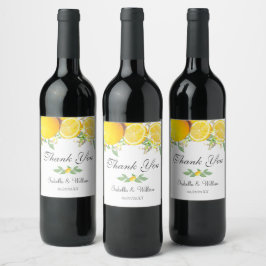 Etiqueta Para Botella De Vino Boda de verano de Lemon Boho Moderno Gracias