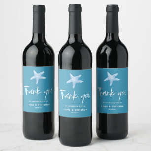 Etiqueta Para Botella De Vino Boda de verano del Mar Azul profundo