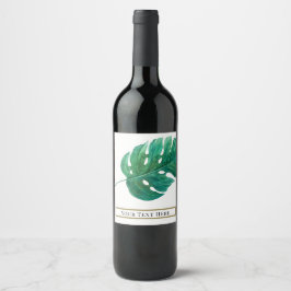 Etiqueta Para Botella De Vino Boda de verano hawaiana con hoja de palma verde tr