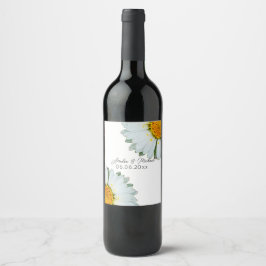 Etiqueta Para Botella De Vino Boda de Verano Rustica Daisy 