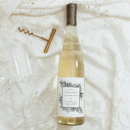 Etiqueta Para Botella De Vino Boda de verde blanco y negro