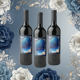 Etiqueta Para Botella De Vino boda de vibración de la costa azul