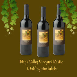 Etiqueta Para Botella De Vino Boda de viñedos de Rústico del Valle de Napa