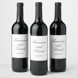 Etiqueta Para Botella De Vino Boda de vino de láminas blancas simples