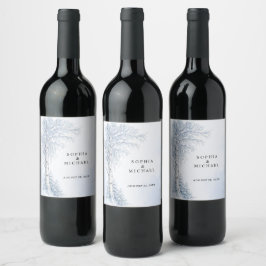 Etiqueta Para Botella De Vino Boda del Abedul Congelado
