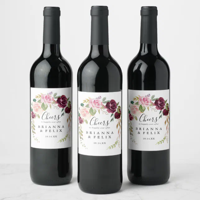 Pegatinas de agradecimiento burdeos - Pegatinas de flores de vino -  Etiquetas de agradecimiento