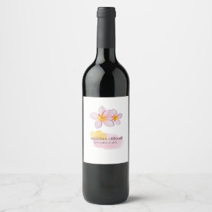 Etiqueta Para Botella De Vino Boda del Plumeria Frangipani Tropical