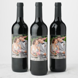 Etiqueta Para Botella De Vino Boda Elegant Script Love and Gracias Photo