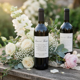 Etiqueta Para Botella De Vino Boda Elegante Amor y Gratitud
