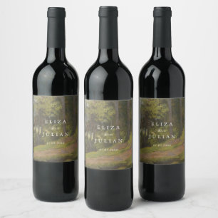 Etiqueta Para Botella De Vino Boda Elegante Bosque Rústico