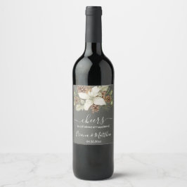 Etiqueta Para Botella De Vino Boda elegante de escritura gris de invierno