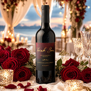 Etiqueta Para Botella De Vino Boda Elegante de Oro Negro Rojo