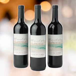 Etiqueta Para Botella De Vino Boda elegante en la playa