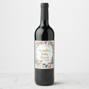 Etiqueta Para Botella De Vino Boda en el bosque invernal con animales Bosque Duc