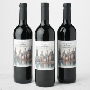 Etiqueta Para Botella De Vino Boda en el paseo marítimo de Chicago