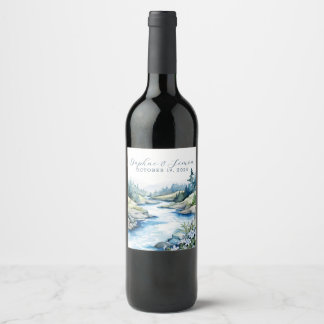 Etiqueta Para Botella De Vino Boda en la Montaña Brumosa