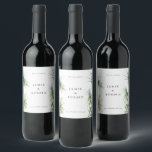 Etiqueta Para Botella De Vino Boda en la playa con palmeras de isla rústica<br><div class="desc">Palmeras de isla de acuarela rústica,  etiquetas de vino personalizadas.  Plantilla de diseño moderna y elegante.</div>