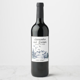 Etiqueta Para Botella De Vino Boda en las Montañas Rocosas del Pacífico Noroeste