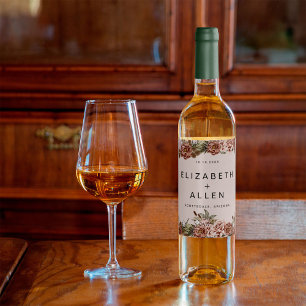 Etiqueta Para Botella De Vino Boda encantado del Cottagecore del Boho rosa