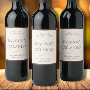 Etiqueta Para Botella De Vino Boda estética de marfil de chocolate antiguo diner