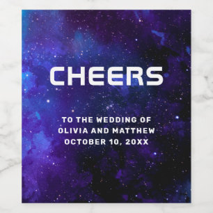 Etiqueta Para Botella De Vino Boda estrellado cósmico nocturno   Galaxia celeste