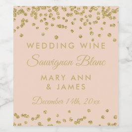 Etiqueta Para Botella De Vino Boda Etiqueta de vino Purpurina de oro Confetti Ru