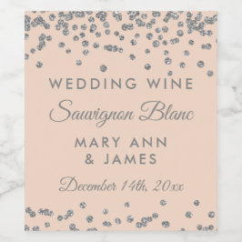 Etiqueta Para Botella De Vino Boda Etiqueta de vino Purpurina Plata Confetti Rub