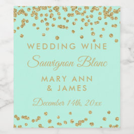 Etiqueta Para Botella De Vino Boda Etiqueta del vino Purpurina de oro Moneda de
