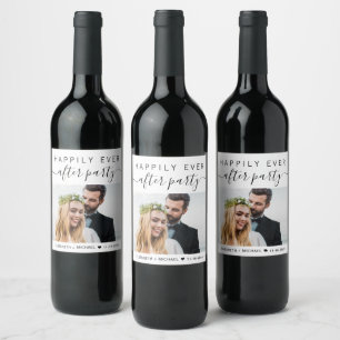 Etiqueta Para Botella De Vino Boda feliz hasta ahora después de la foto personal