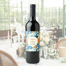 Etiqueta Para Botella De Vino Boda floral atrevida y chic