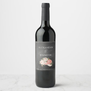 Etiqueta Para Botella De Vino Boda floral boho de pizarra vintage