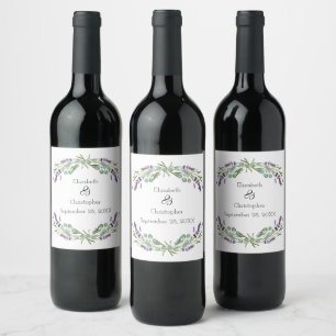 Etiqueta Para Botella De Vino Boda floral botánica de lavanda y eucalipto