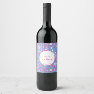 Etiqueta Para Botella De Vino Boda floral de flor silvestre azul