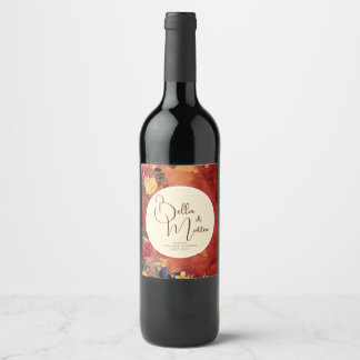 Etiqueta Para Botella De Vino Boda floral de Sun Boho Terracotta