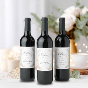 Etiqueta Para Botella De Vino Boda floral del Jardín de primavera del Pastel sua