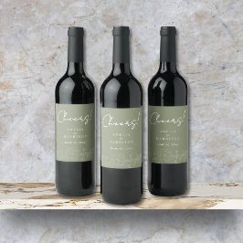 Etiqueta Para Botella De Vino Boda floral elegante y elegante de Saludos Sage Gr