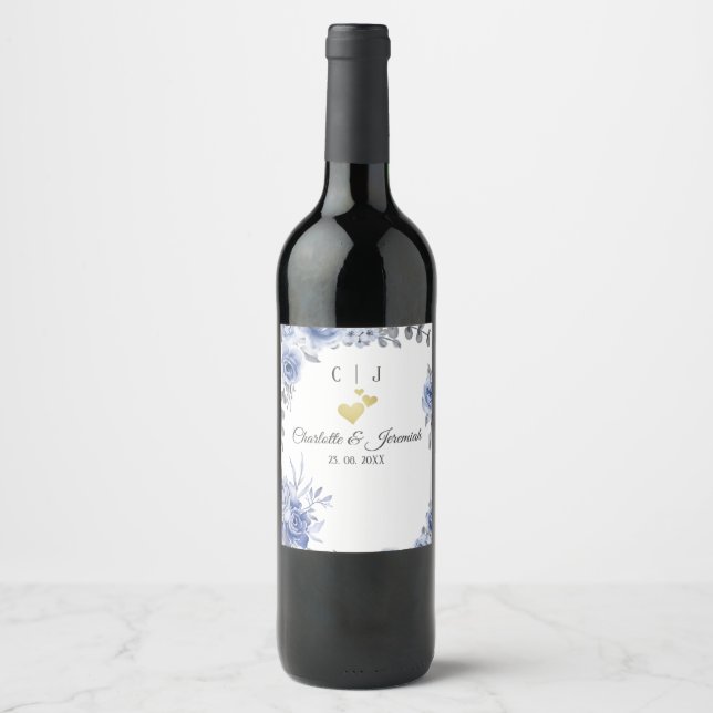 Etiqueta Para Botella De Vino Boda floral Eucalyptus (Anverso)