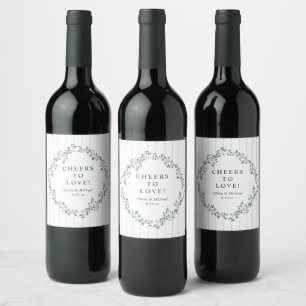 Etiqueta Para Botella De Vino Boda Floral Francesa Vintage Esmeralda Verde