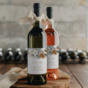 Etiqueta Para Botella De Vino Boda Floral Jardín Flor de Flor de Pino de Inviern