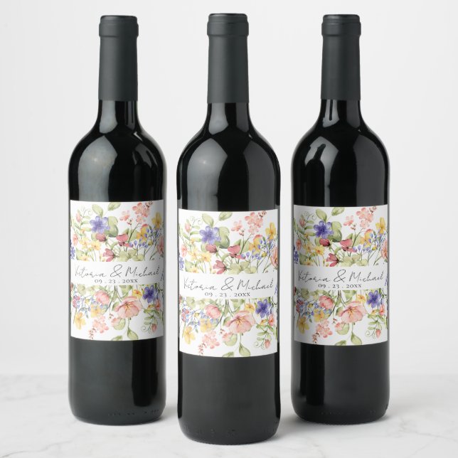 Etiqueta Para Botella De Vino Boda floral personalizado (Botellas)