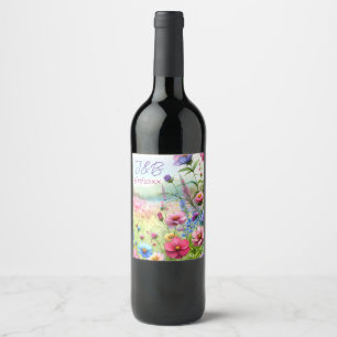 Etiqueta Para Botella De Vino Boda floral personalizado