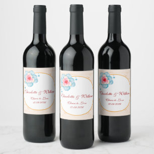 Etiqueta Para Botella De Vino Boda floral rústico