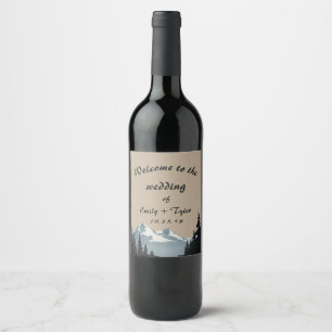 Etiqueta Para Botella De Vino Boda Forestal de Mountain Woodland Personalizado