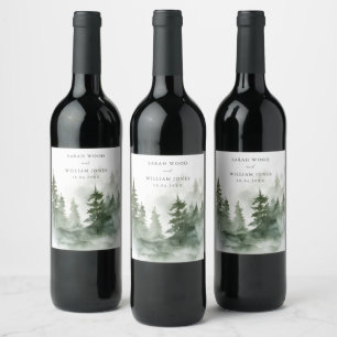 Etiqueta Para Botella De Vino Boda forestal verde romántico