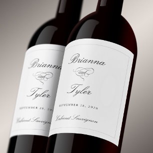 Etiqueta Para Botella De Vino Boda formal clásico sencillo y elegante
