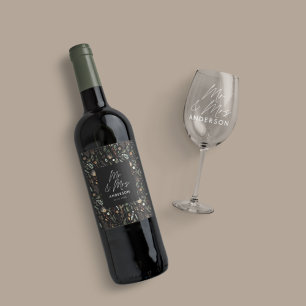 Etiqueta Para Botella De Vino Boda foto arco acuarela mr botánico y mrs
