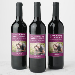 Etiqueta Para Botella De Vino Boda Foto Rojo Burgundy Rústico